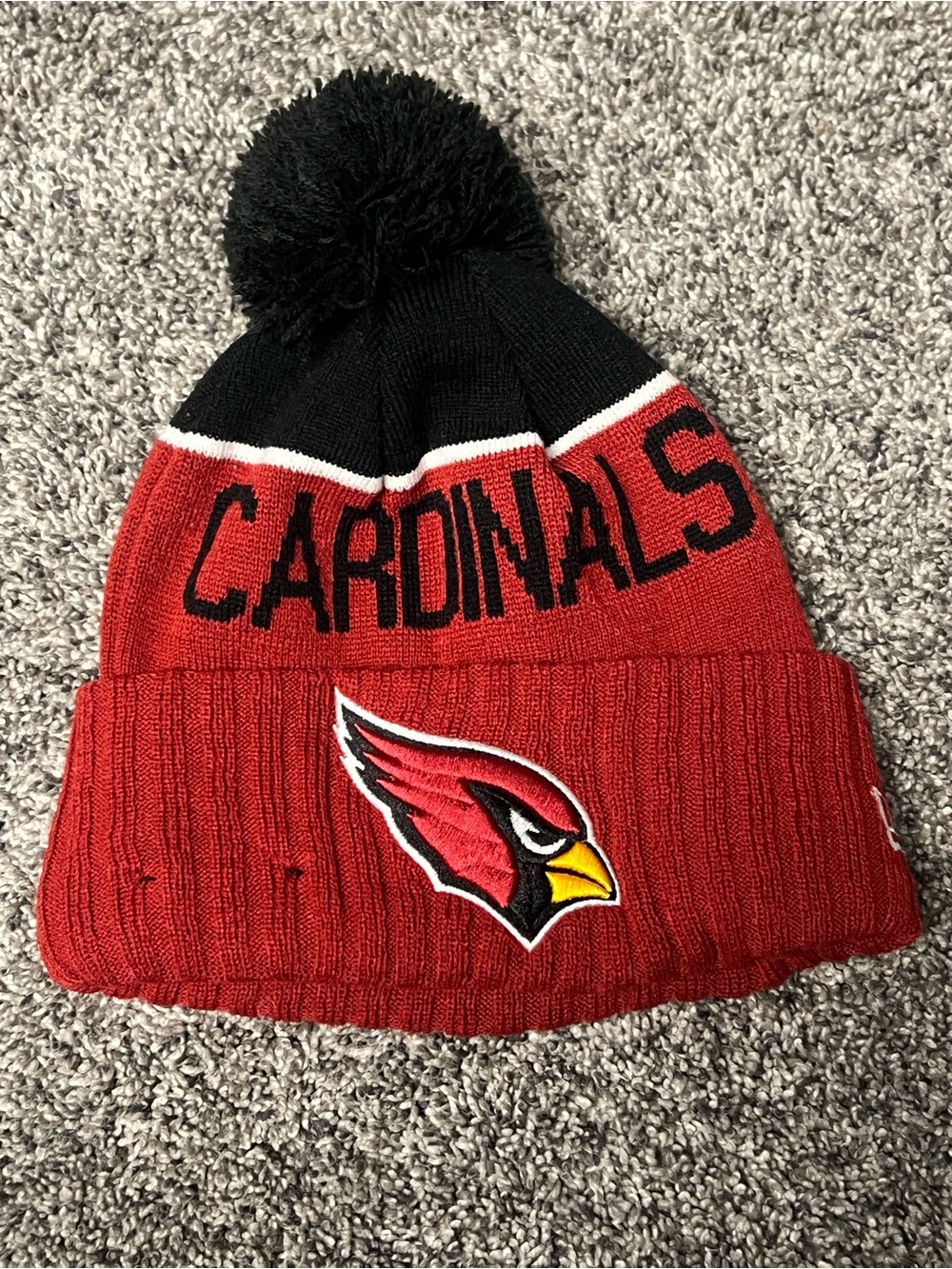 New Era Arizona Cardinals Pom Beanie Hat Sideline NFL On Field